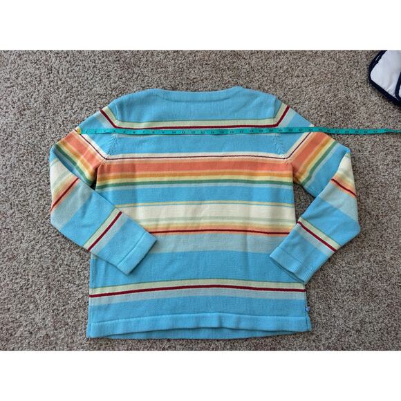 LAUREN, RALPH LAUREN Women's 100% Cotton Sweater, Size Lg; Colorful Stripes - Picture 7 of 11